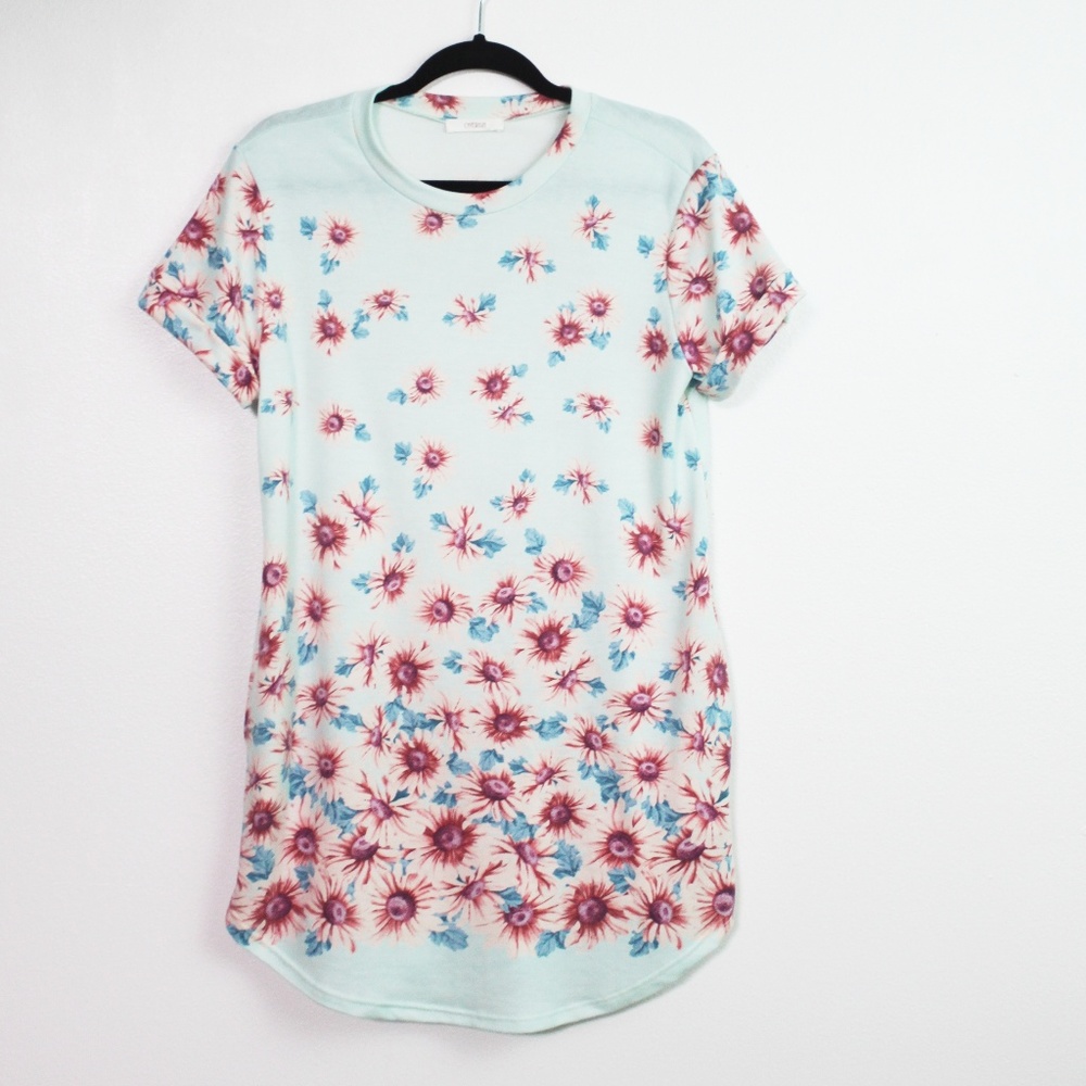 Cherish Green Floral Tunic Dress Sz S